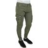 Evoga Pantaloni Uomo Cargo Slim Fit Jeans con tasconi Laterali (52, Verde, Tasca con Zip)
