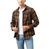 Yukiuiny Camicia Flanella a Quadri 100% Cotone per Uomo Maniche Lunghe - Blusa Casual con Chiusura a Bottoni(Arancione-Marrone-Nero),M