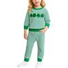 Generic Elegante Completo Bambini per San Patrizio con Maglia a Maniche Lunghe e Pantaloni Comodi Stampati Ricamati #0126A