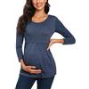 Love2Mi Maglietta premaman a maniche corte per gravidanza, estiva, tunica, Blu marino-L, L