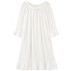 CHUNG Camicia da Notte per Bambine Piccole e Grandi Stile Vintage Vittoriano in Modal a Maniche Lunghe con Collo Quadrato e Pizzo Camicia da Notte da Principessa, 3-4 Years