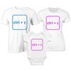 Puzzletee Tris Famiglia - T-shirt Body Neonato - Figlia - Ctrl+C - Ctrl+V - Copia incolla - Nerd - Informatica - Papà Mamma Figlia Femmina - Neonata - Body Simpatico - Festa Papà - T-shirt - Set Magliette