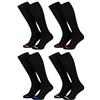 Piarini 4 paia di calze al ginocchio lunghe da donna - Calze in cotone senza elastico - Calze da donna in cotone blu grigio nero antracite 35 - 38 39 - 42 Punta nera colorata. 35-38