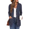 GRECERELLE Cardigan Donna Lungo Golfino Manica Lunga Elegante Comodo Apertura Frontale Bottoni Tasche Maglione Leggero Scollo a V