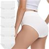 IceReco Mutande Donna Cotone Vita Alta Pacco da 5 Slip Donna Cotone Vita Alta Elasticizzato Comode Sexy Morbide Mutandine Intimo Culotte Mutandine Traspirante Briefs Bianco 3XL Mestruali