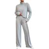 Generico Tuta Maglia Donna Elegante Set Maglione E Pantaloni Gamba Larga Completi 2 Pezzi Casual Invernale Tuta Da Casa Comode Curvy Tute Due Pezzi Loungewear Complete Lavoro Moda Tute Oversize Anziana