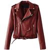 PengGeng Donna Ecopelle Giacca Transizione Giacca in Pelle Bike Motocicletta Giacchetto Vino Rosso M