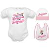 Corredino Neonato body neonato divertenti frase Inter Mamma mi ha fatto bellissimo e papà Interista (Set neonata interista rosa, 0-3 mesi)