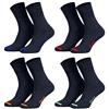 Piarini - Calzini Business senza elastico in cotone, unisex, confezione da 8 pezzi, nero, blu, diverse misure, anche in taglie forti fino alla taglia 50 Punta colorata per jeans. 47-50