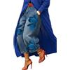 Generic Pantaloni da donna con stampa floreale a vita alta gamba larga ritagliati in finto denim con tasche casual plus size lavato pantaloni stampati, Blu, M