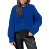rtdgcv Donna Abbigliamento Donna Solido Casual Sciolto Girocollo Manica Lunga Maglia Maglione Maglioni Manicotti Donna Giallo Senape Maglione Maglia Maglione Donna Per Lo Stile Rilassato, Blu, L