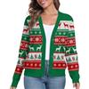 PrinStory Cardigan da donna aperto davanti lavorato a maglia a maniche lunghe maglione casual con bottoni donna a maniche lunghe cardigan, Natale verde, M