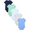 TupTam Body Neonato - Set 5 Body Bambino in Cotone - Body Neonato 0-3 Mesi Traspiranti e Comodi, Blu Scuro Blu Verde, 80