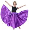 Baisdan Gonna per Danza del Ventre per Ragazze, Gonna Lunga in Raso Cerchio Completo per Danza del Ventre, Costume da Ballo Flamenco,Viola 8-12 Anni