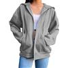 Generic Felpe da donna a maniche lunghe con zip con cappuccio leggere casual a maniche lunghe con tasche cappotti con cappuccio larghi abiti, Grigio-B, XL