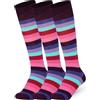 Mysocks Unisex 3 Paia di calzini al ginocchio a righe in cotone extra fine pettinato | Punta senza cuciture | Cinturino in morbido lattice