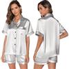 GAESHOW Pigiama Donna, Pigiami da Donna in Raso di Seta Pigiama Donna Corto Set Pigiama in Raso con Bottoni, 2 Pezzi Maniche Corte e Pantaloncini Casa Leggero Estivo S-XXL