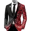 Generisch Giacca da uomo con effetto glitter - blazer per feste in design bicolore con stelle | Giacca accattivante per occasioni festive, Stil_w08 rosso, XL