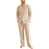 Ekouaer Pigiama da Uomo Invernale in Cotone Pigiami Due Pezzi Manica Lunga Pantaloni Pigiama da Notte Camicia Caldo， S-XXL