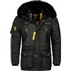 Geographical Norway Calda giacca invernale da uomo, Parka Outdoor ACORE Luxus SKI Anorak, giacca invernale invernale, colore: nero, taglia: XL, Nero , XL