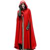 TRIGLICOLEUM Mantello in lana con cappuccio da donna, vintage, tinta unita, poncho per Halloween, costume da trench leggero, antivento, giacca aperta sul davanti, cardigan, abbigliamento medievale, autunno inverno