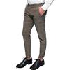 Evoga Pantaloni Uomo Capri Tessuto Quadri Eleganti Casual Principe di Galles (48, Beige Fango)