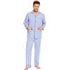GLOBAL Pigiama Uomo Abbottonata 100% Cotone Lungo Set Pigiami Bottoni Classici Due Pezzi Lingerie Maniche Lunghe Pantaloni Coulisse Pigiami da Notte Traspirante da Uomo Pjs Set S-XXL