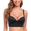 Lemorosy - Reggiseno Donna Basic Push Up Senza Ferretto e Imbottito con Profondo Scollo a V Bustino (Nero3D)