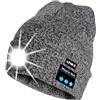 ATNKE Berretto Bluetooth con LED Illuminato, USB Ricaricabile Wireless Musicale Cappello Corsa Ultra Bright 4 LED Impermeabile Lampada per Sci Escursionismo Campeggio Ciclismo