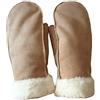AXELENS Guanti Invernali Donna Eleganti in Eco Pelle Scamosciata - Muffole Calde con Interno Felpato e Polsino in Eco Pelliccia - Taglia S/M