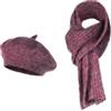 ITODA Set invernale berretto sciarpa stile francese berretto lavorato a maglia caldo morbido cashmere berretto elegante tinta unita Newsboy cappello e sciarpa per donne ragazze, Rosso, M