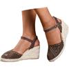 Generico Sandali Donna Estive con Zeppa Boho 35-43 EU in Rete Traspirante Traforata con Fibbia Sandali Chiuse Eleganti Cerimonia Scarpe Casual Chic Comode per Casa Lavoro Sera Festa Vacanze Spiaggia,