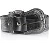 Angus Stoke Cintura western in pelle di bufalo - Cintura da cowboy e western fatta a mano per uomo e donna con fibbia per cintura, cintura in pelle goffrata a mano Jeremy, Nero , Bundweite 100 (50-52)