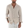 Giosal Camicia Uomo Lino Colletto Maniche Lunghe Casual Regular Fit Basic Tinta Unita Vari Colori (IT, Testo, M, Regular, Regular, Beige)