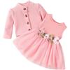 Yoolhamy Bambina Vestito e Cardigan Set Manica Lunga Cotone Principessa Tutu Abiti con Cappotto Outfit per Bambine (IT, età, 18 Mesi, 24 Mesi, Sleeveless Pink)
