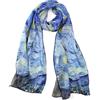 JWSilk Sciarpa lunga in seta Charmeuse Stampa artistica classica, Notte stellata