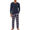 Jahetuul Pigiama Uomo Cotone Lungo Pigiama da Uomo a Due Pezzi | a Maniche Lunghe Invernale Pantaloni a Quadri con Tasche Caldo e Morbido S-4XL
