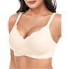 ZAAYO Reggiseno da donna con coppe piene senza ferretto, reggiseno senza cuciture, scollo a V, taglio ondulato, imbottito, reggiseno push up, senza ferretto, con ulteriore estensione del reggiseno
