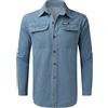 Kobilee Camicia Jeans Uomo Elegante No Stiro Camicetta Abbigliamento da Lavoro Taglie Forti Camicia Jeans Cotone Manica Lunga Camicia Cowboy Slim Fit Camicia Denim