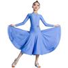 CRETUAO Abiti da Ballo Standard Nazionali Moderni per Ragazze, Costume da Ballo Latino per Bambini, Gonna Lunga Altalena con Scollo a V, Salsa da Ballo, Salsa Rumba, Tango,Blu,L