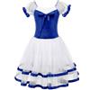 DUNSBY Vestito Da Ballerina Bambina Giallo Tutu di danza classica Body for ragazze Dancewear Costume Nastro Gonna lunga in tulle Ballerina Fata Costumi for feste(Blue,8(110-120cm high))