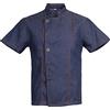 Paowsietiviity Giacca da cuoco in denim unisex, a maniche corte, divisa da cucina, blu, M
