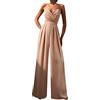 KBOPLEMQ Tuta da donna per matrimonio, festa, vestito estivo, lunga, a gamba larga, senza maniche, elegante, abito da sera, pantaloni estivi, taglie forti, arancione, S