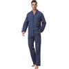 kolipajam Pigiama da uomo in cotone set da 2 Pice Plaid Comfy pigiameria PJS con tasche, Navy Blue Plaid A, M