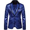 Foweknow Giacca con brillantini, da uomo, per matrimoni, feste, paillettes, slim fit, un bottone, per smoking, da uomo, per feste, per il tempo libero, per lo sport all'aria aperta, Blu, XL