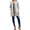 FASHIONISM Cardigan da donna aperto sul davanti, a maniche lunghe, lavorato a maglia, con 2 tasche frontali, taglia 40-58