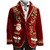 HEONSATI Blazer di Natale Uomo Blazer Natalizio Manica Lunga Rossa Tailleur da Uomo Natalizie Cappotti Natalizi Capodanno Elegante Divertente Giubbotto Natalizia Aperto Sul Fronte per Sera, Ufficio, Natale