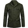 EsukAr Uomo Leggero Safari Giacca Casual Lino Pulsante su Multi-Tasche Cappotto Cargo Outwear