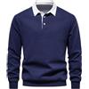 MakingDa Felpa Uomo Senza Cappuccio Manica Lunga Colletto a Polo Felpe Uomo Invernale Caldi Basic Pullover Sweatshirt Lavoro Casual Sportivo Invernali Caldo Classic Cotone Maglione Top Blu Navy XL