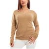 Toocool Maglione Donna Scollo a V Peloso Eco Pelliccia Pullover VI-9516 (S/M, Camel)